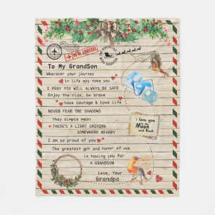 Love Grandson Letter To My Grandson I Proud Of You Fleece Blanket