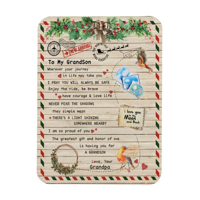 Love Grandson|Letter To My Grandson I Proud Of You Magnet (Vertical)