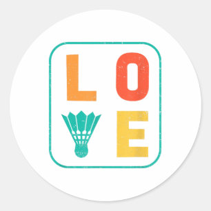 Love Graphic Badminton Player Shuttle Player Sport Classic Round Sticker