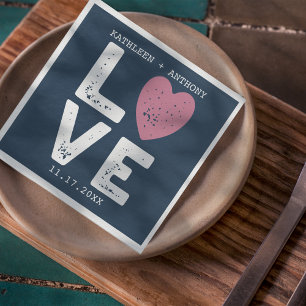 LOVE Graphic Minimalist Typewriter Font Wedding Na Napkin