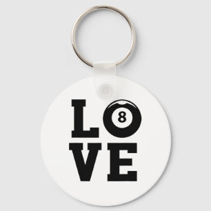 Love Graphic Pool Billard Snooker Billard Cue 8-ll Key Ring