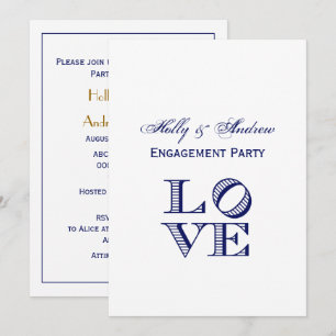 LOVE Graphic Text - Blue Invitation