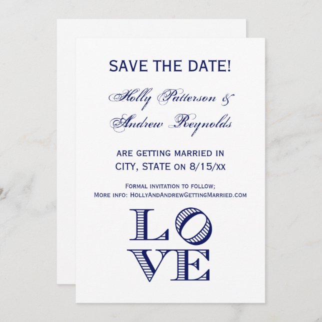 LOVE Graphic Text - Blue Invitation (Front/Back)