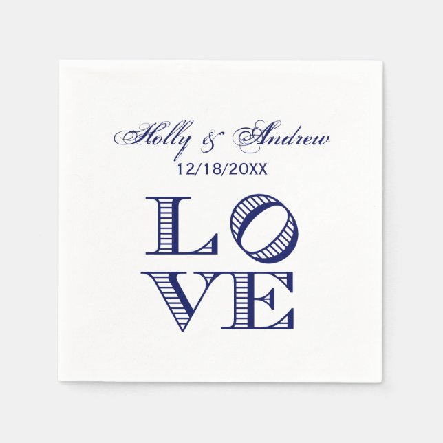 LOVE Graphic Text - Blue Napkin (Front)
