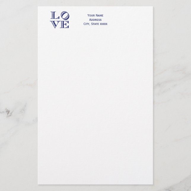 LOVE Graphic Text - Blue Stationery (Front)