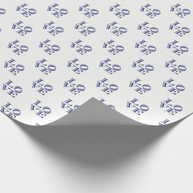 LOVE Graphic Text - Blue Wrapping Paper (Corner)