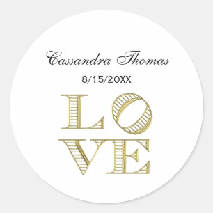 LOVE Graphic Text - Faux Gold Classic Round Sticker