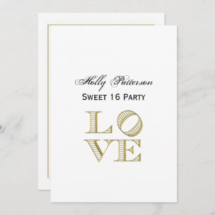 LOVE Graphic Text - Faux Gold Invitation