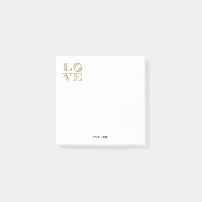 LOVE Graphic Text - Faux Gold Post-it Notes (Front)