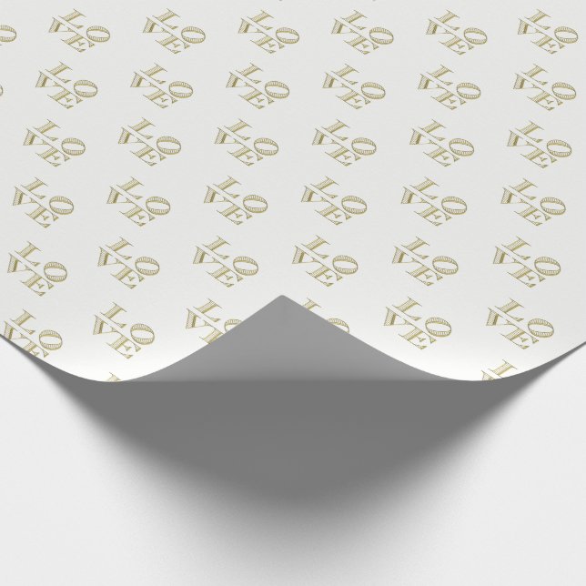 LOVE Graphic Text - Faux Gold Wrapping Paper (Corner)