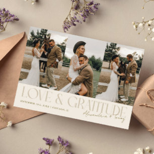 Love & Gratitude Cream Wedding Multi Photo   Thank You Card