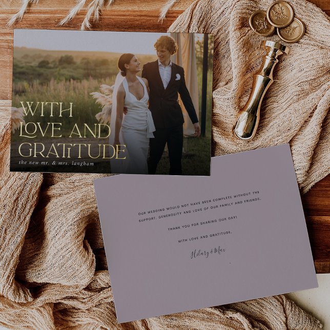 Love & Gratitude Gold Foil Wedding Thank You Card (Creator Uploaded)