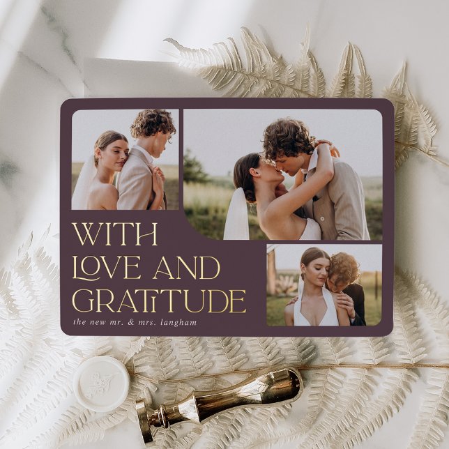 Love & Gratitude Gold Foil Wedding Thank You Card (Creator Uploaded)