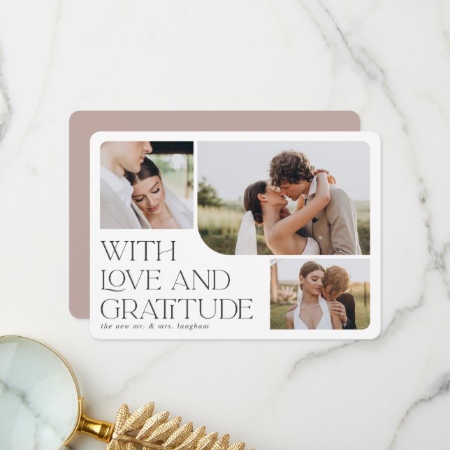 Love & Gratitude | Multi Photo Wedding Thank You Card (Front/Back In Situ)