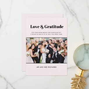 Love Gratitude Photo Pink Wedding Thank You Card