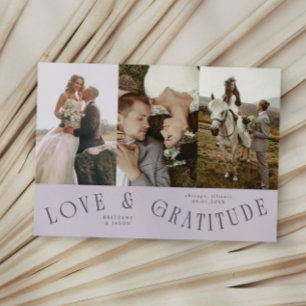 Love & Gratitude Purple Wedding Multi Photo  Thank You Card