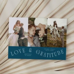 Love & Gratitude Teal Wedding Multi Photo Thank You Card