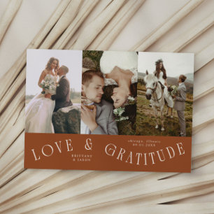 Love & Gratitude Terracotta Wedding Multi Photo Thank You Card