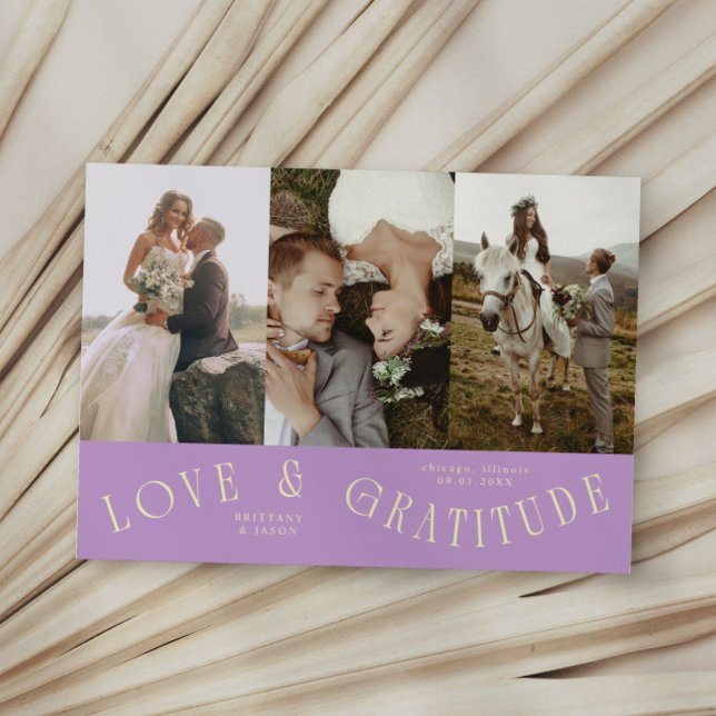 Love & Gratitude Wisteria Wedding Multi Photo  Thank You Card (Creator Uploaded)