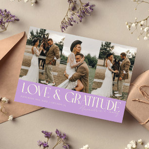 Love & Gratitude Wisteria Wedding Multi Photo Thank You Card