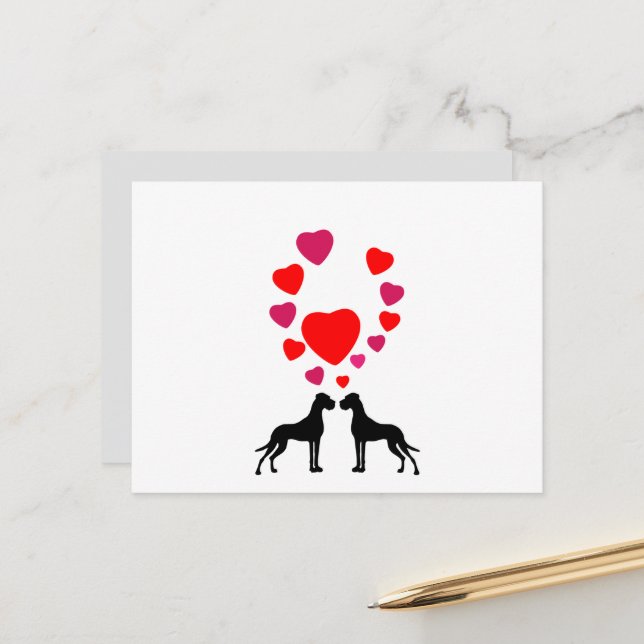 Love Great Dane Couple Postcard (Front/Back In Situ)