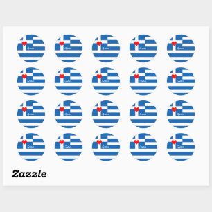 Love Greece & Heart, Greek flag travel / sports Classic Round Sticker