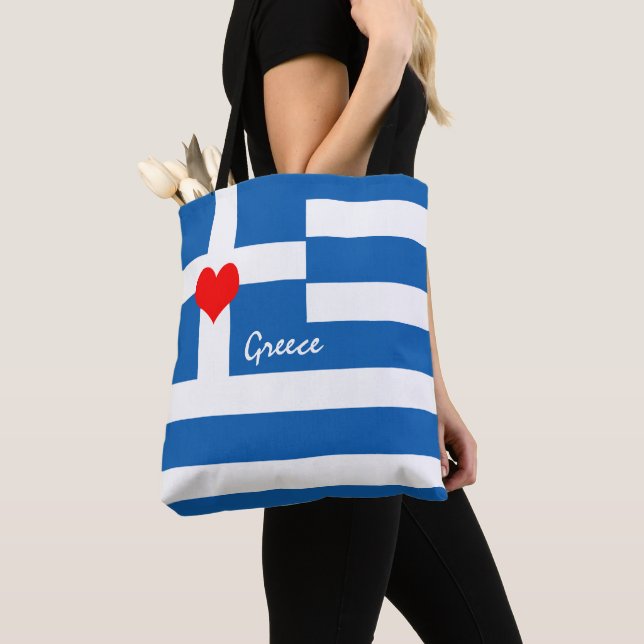 Love Greece & Heart, Greek flag, travel /sports  Tote Bag (Close Up)