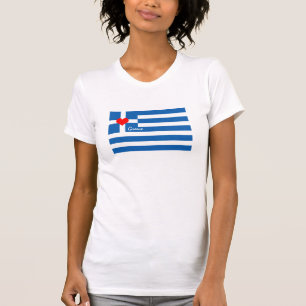Love Greece Tee, patriots, Greek Flag & Heart T-Shirt