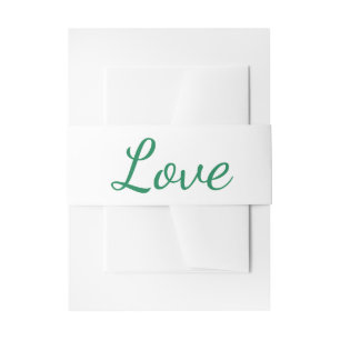 Love Green and White Invitation Belly Band