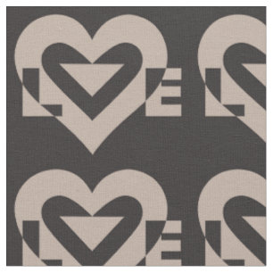 Love Grey on Black Fabric