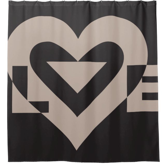 Love Grey on Black Shower Curtain (Front)