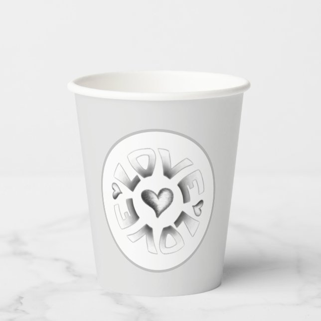 Love Grey Paper Cups (Front)
