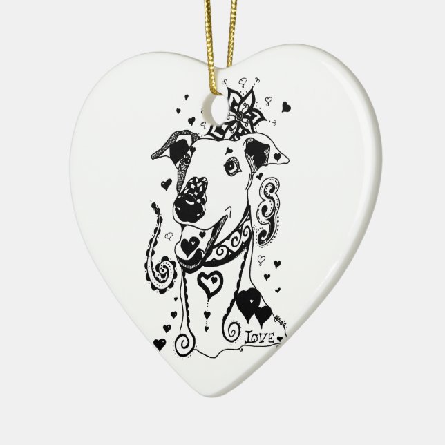 Love Greyhounds Ceramic Ornament (Left)