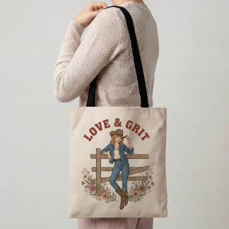 Love & Grit Western Tote Bag Cowgirl Gift Boho Bag