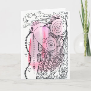 Love Grows Abstract Valentine Pink, Red Holiday Card