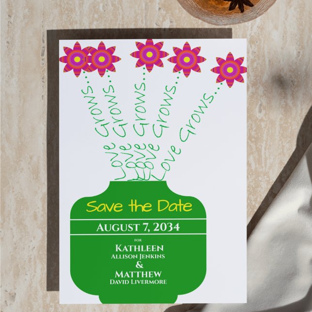 "Love Grows" Bright Floral Wedding Save the Date (Creator Uploaded)