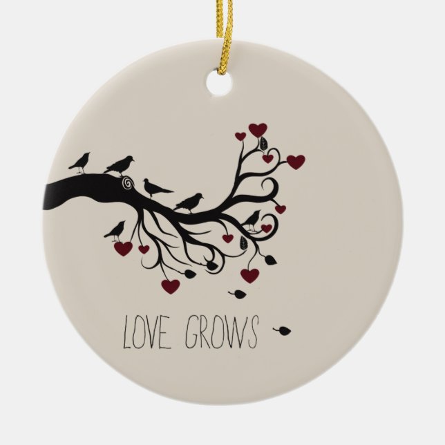 Love Grows Ceramic Tree Decoration (Front)