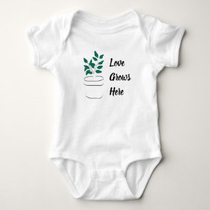 Love Grows Here Black Green Baby Bodysuit
