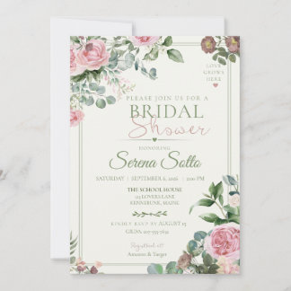 Love Grows Here Floral Bridal Shower Invitation |