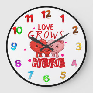 Love Grows Here Large Clock