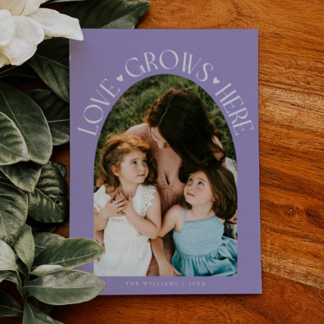 Love Grows Here Lilac Arch Valentines Day Holiday Card (Creator Uploaded)