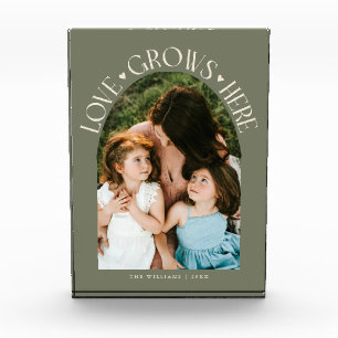 Love Grows Here Modern Arch Sage Green Photo Block