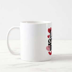 Love Grows Here – Modern Heart Typography Coffee Mug