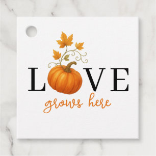 LOVE Grows Here   Pumpkin Lettering Autumn  Favour Tags