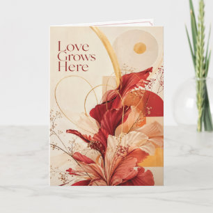 Love Grows Here Romantic Floral Greeting Card