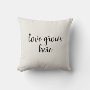 Love Grows Here Wreath Farmhouse Throw Pillow