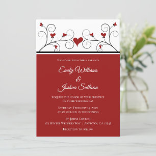 Love Grows   Red Hearts Valentine Wedding Invitation