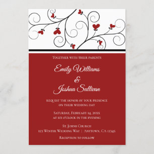 Love Grows   Red Hearts Valentine Wedding Invitation