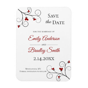Love Grows Red Hearts Wedding Save the Date Magnet