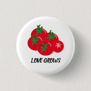 Love Grows Red Tomatoes 3 Cm Round Badge